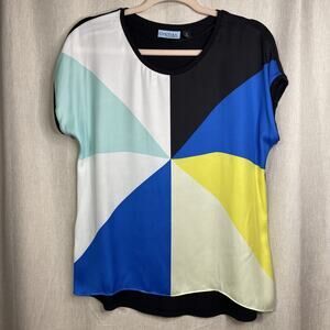 Cynthia Rowley Women's Top S Multicolor Colorblock Boho Resort Cruise Vacation